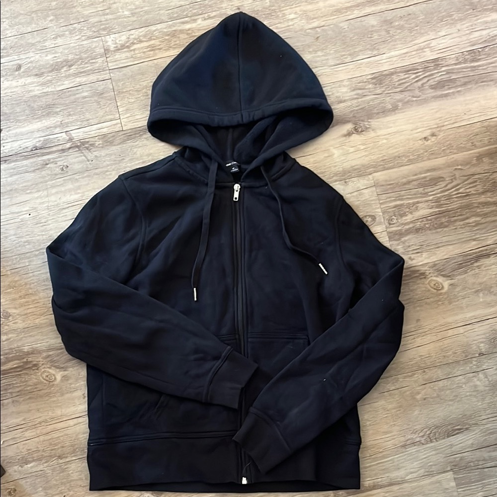 Men's Black Zip-Up Hoodie - Lightweight Everyday Pullover